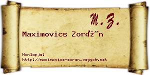 Maximovics Zorán névjegykártya